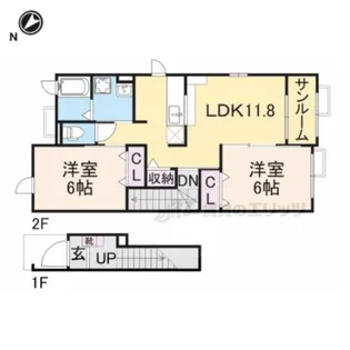 SUNRISE四十田B【2階】の間取り