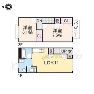 滋賀県長浜市八幡東町【テラスハウス】の間取り