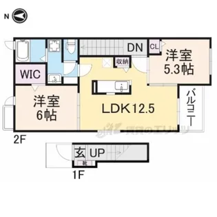 エスペラント・ボヌールA【2階】の間取り