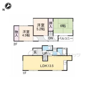 奈良県生駒市松美台【一戸建】の間取り