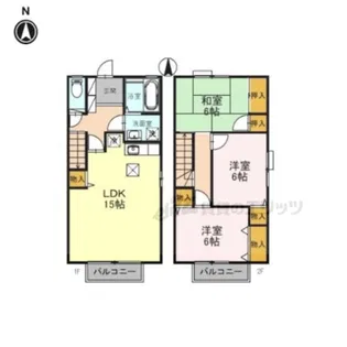 ヴィラ東生駒【1階】の間取り