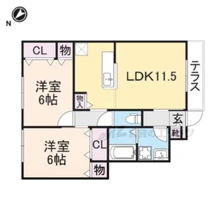 サンガーデン神照【A102号室】の間取り
