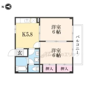 ラフィーネ生駒【103号室】の間取り