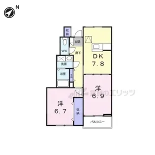 アーバン縄手B【1階】の間取り