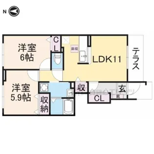 プラシード セレノ【C103号室】の間取り