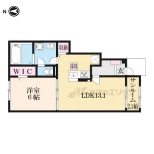 シエロガーデンかつらぎB【1階】の間取り