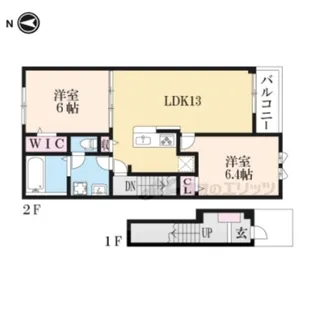 シエロガーデンかつらぎA【2階】の間取り