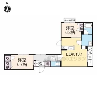 シャーメゾン レグ 北山【302号室】の間取り