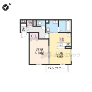 GL Plus HIGASHIYAGURA【102号室】の間取り