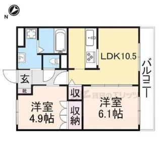 ヒルジアス生駒【301号室】の間取り