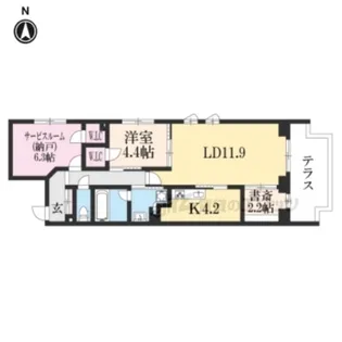 グランレブリー二条城東【1階】の間取り