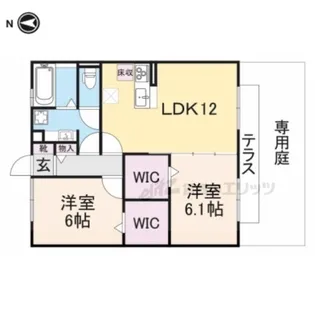 四季の風B棟【105号室】の間取り