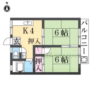 サンハイツ富雄【B201号室】の間取り