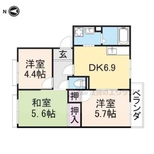 アルカディアA・B【A205号室】の間取り