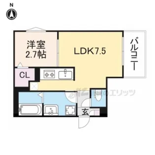 R?smart椥辻【1階】の間取り