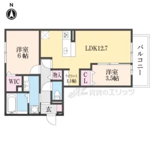 フロレゾン北花山A【2階】の間取り