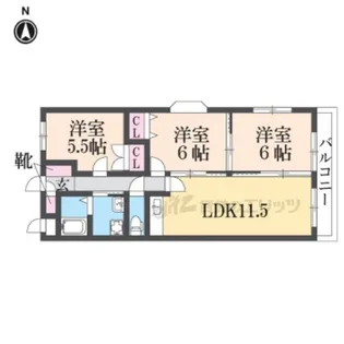 ウエストサイド樟葉【4階】の間取り