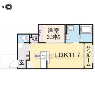 メゾン ド アゼリア AB【B102号室】の間取り