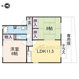 ソシア A棟B棟【A103号室】の間取り