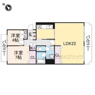 ルノアス富雄【4階】の間取り