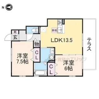 リザイアB棟【1階】の間取り