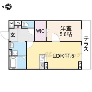 Albero京都椥辻【105号室】の間取り