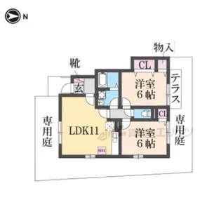 ハイツメビウスA・B棟【A102号室】の間取り