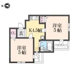 ミングルAP、星ヶ丘2番館【4E号室】の間取り
