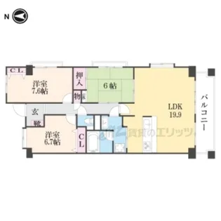 エクセラージュ嵐山【5階】の間取り