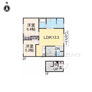 ヴェルジェB【203号室】の間取り