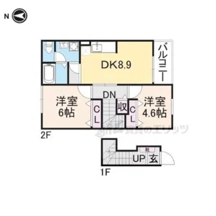 プロムナード ソレイユB【202号室】の間取り