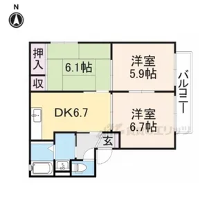 アガーペ御陵前ABCD【C202号室】の間取り