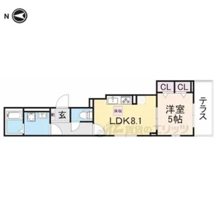 椥辻リバーグレイス【1階】の間取り
