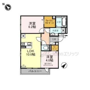 インペリアル池之宮【2階】の間取り