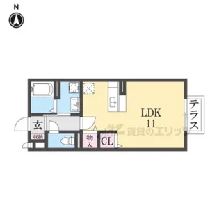 クレアコートAB【A102号室】の間取り