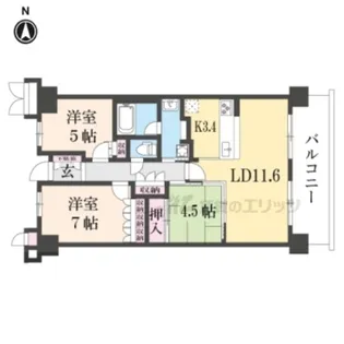 メイツ醍醐デュアラ【705号室】の間取り