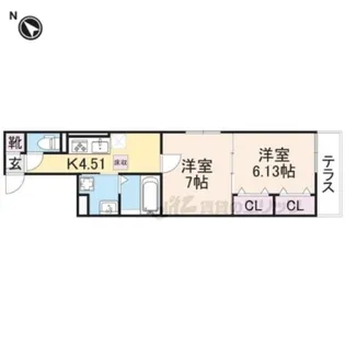 すずらん彦根【1階】の間取り