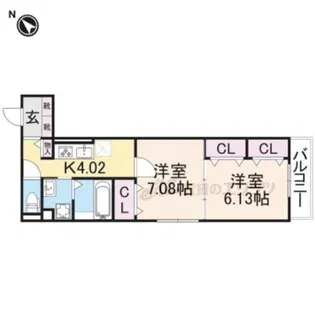 すずらん彦根【203号室】の間取り
