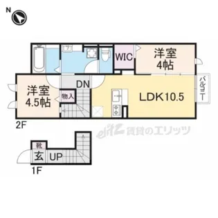 ヴィルヌーブ E棟【201号室】の間取り
