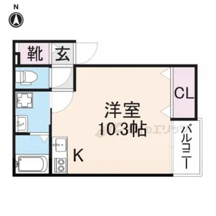 ディアコート生駒【3階】の間取り