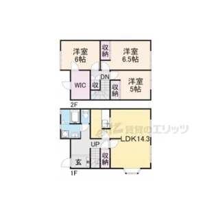 奈良県奈良市右京3丁目【テラスハウス】の間取り