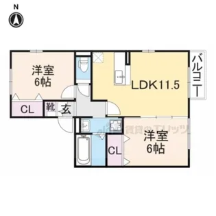 ヴィルヌーブA棟【2階】の間取り