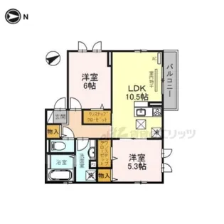 ウエルズ富雄【1階】の間取り