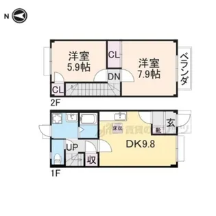 滋賀県長浜市小堀町【テラスハウス】の間取り