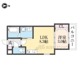 ルシェリア山科【1階】の間取り