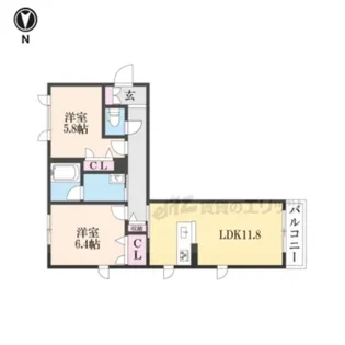 コンフォートガーデン【205号室】の間取り