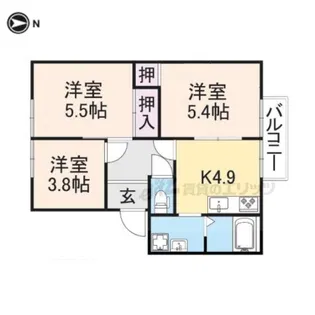 西谷ハイツC【2階】の間取り