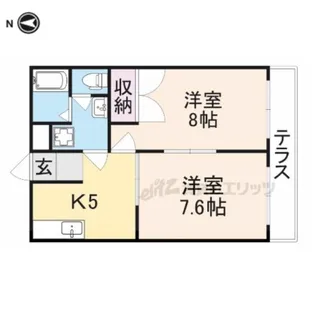 アンプルール ブア 竜田川【205号室】の間取り