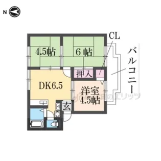 石橋ハイツB棟【2階】の間取り