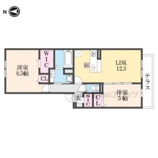 アトレーユ長岡京【1階】の間取り